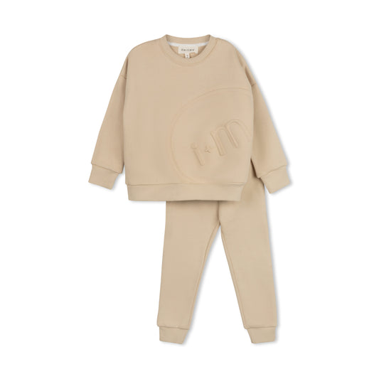 OVERSIZED LOGO EMBOSSED SET BEIGE