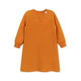 TUFTED BOW SWEAT DRESS RUST