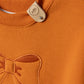 TUFTED BOW SWEAT DRESS RUST