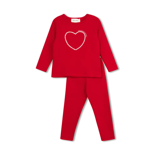PEARL HEART LOUNGE SET RED