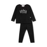 PEARL CROWN LOUNGE SET BLACK