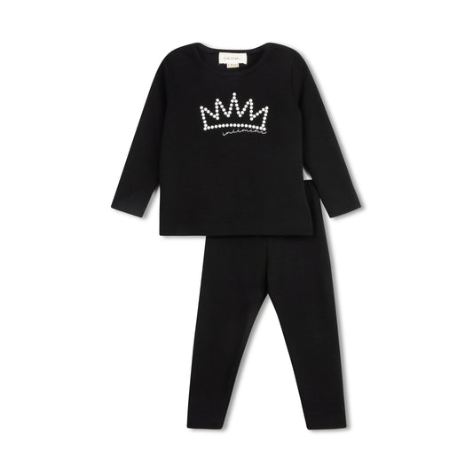 PEARL CROWN LOUNGE SET BLACK