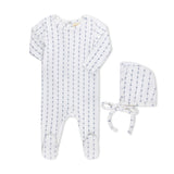 STAR STRIPED FOOTIE + HAT WHITE