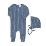 STAR STRIPED FOOTIE + HAT BLUE