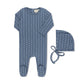STAR STRIPED FOOTIE + HAT BLUE