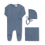 STAR STRIPED FOOTIE SET BLUE