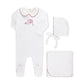 VINTAGE EMBROIDERED HEART FOOTIE SET