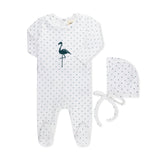FLOCKING FLAMINGO FOOTIE + HAT TEAL