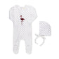 FLOCKING FLAMINGO FOOTIE + HAT BURGUNDY