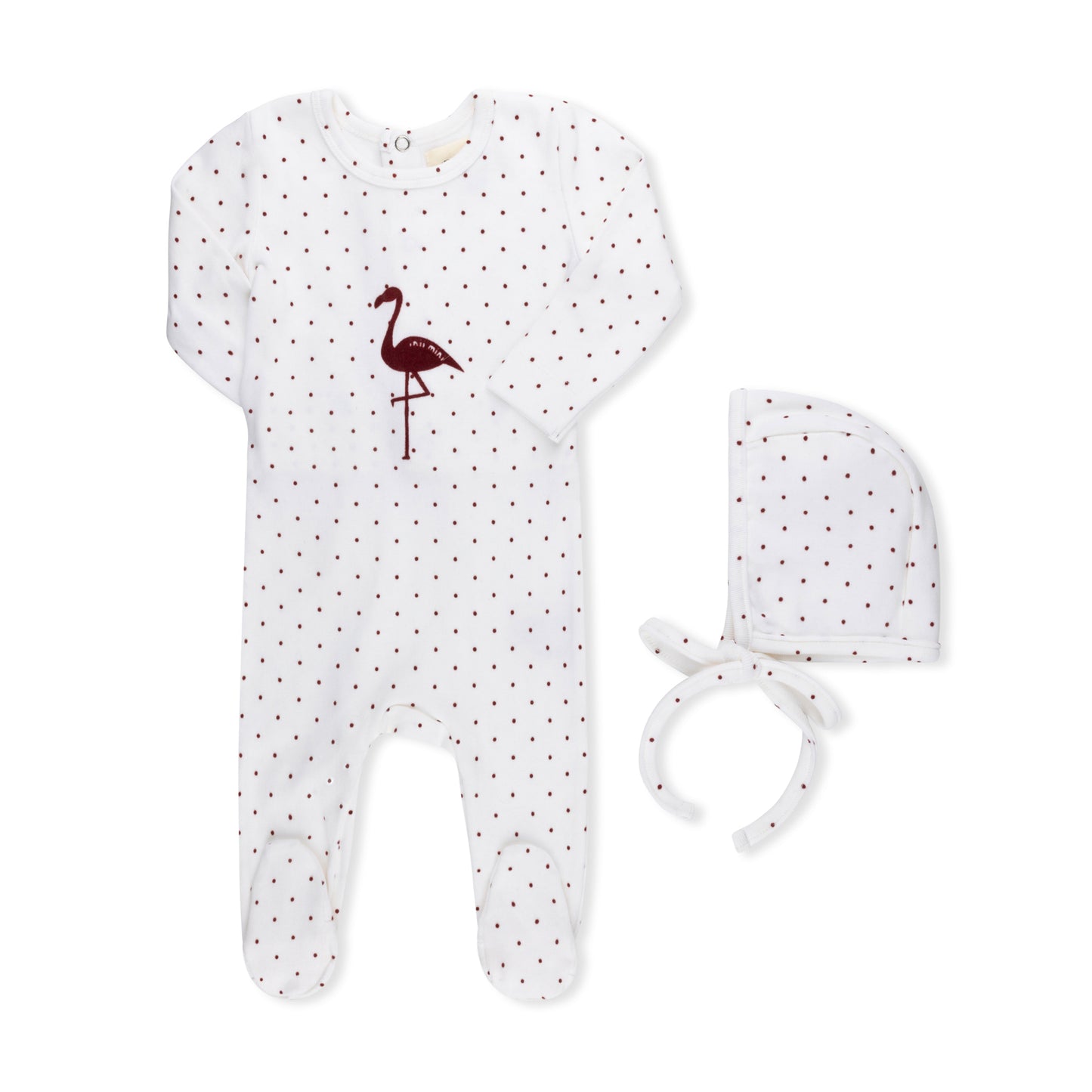 FLOCKING FLAMINGO FOOTIE + HAT BURGUNDY