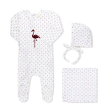 FLOCKING FLAMINGO FOOTIE SET BURGUNDY
