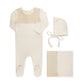 SCUBA CONTRAST OVERLAY FOOTIE SET ECRU