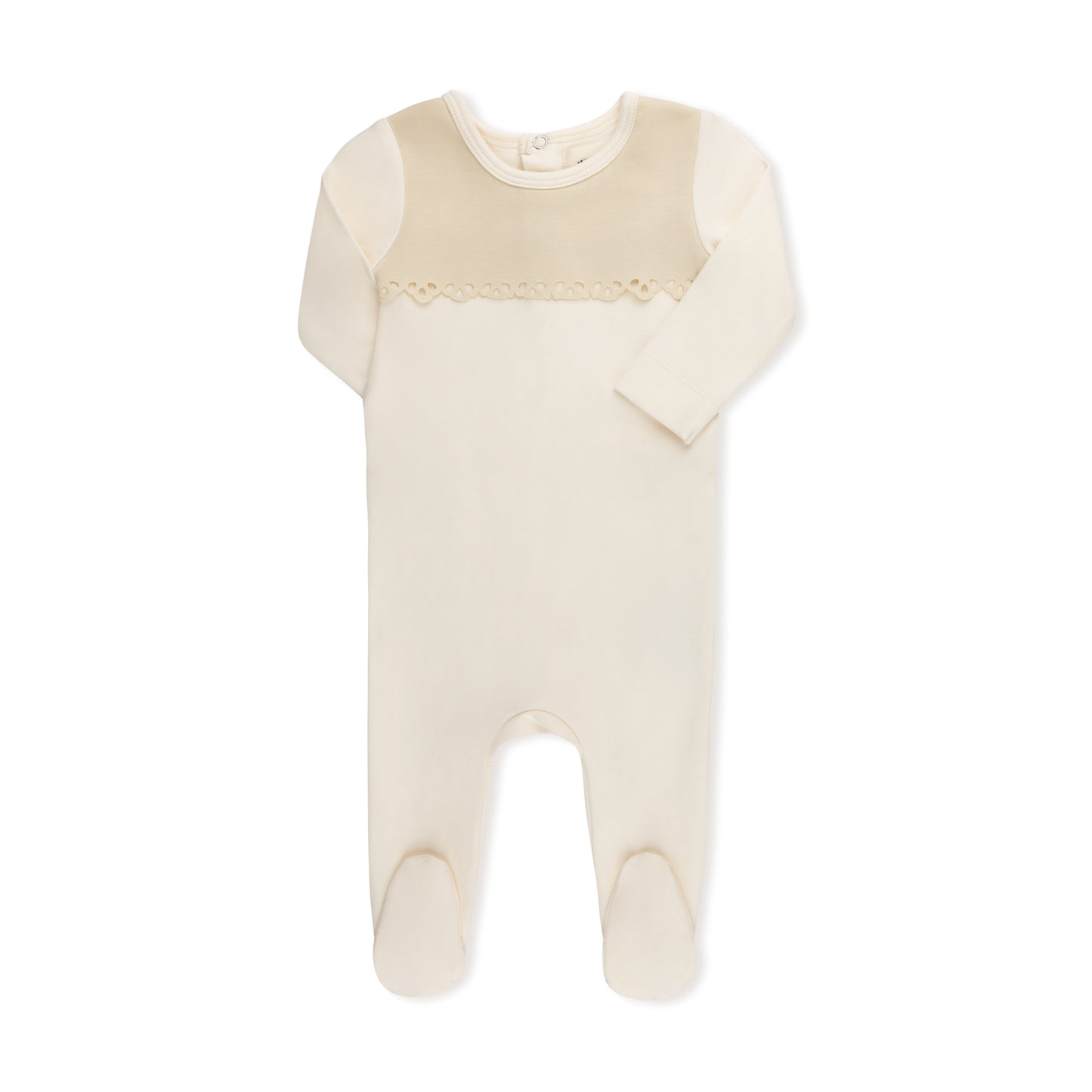 SCUBA CONTRAST OVERLAY FOOTIE ECRU
