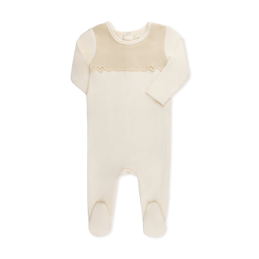 SCUBA CONTRAST OVERLAY FOOTIE ECRU
