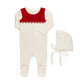 SCUBA CONTRAST OVERLAY FOOTIE + HAT RED