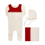 SCUBA CONTRAST OVERLAY FOOTIE SET RED