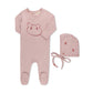 SCRIBBLE BEAR FACE FOOTIE SET PINK