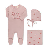 SCRIBBLE BEAR FACE FOOTIE SET PINK