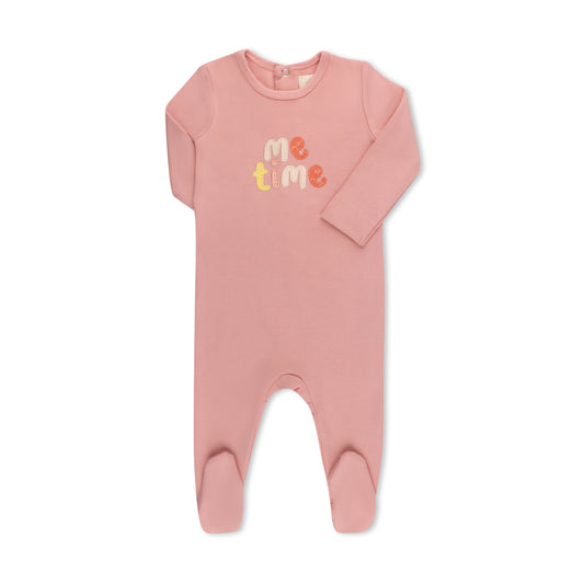 ME TIME APPLIQUE FOOTIE PINK