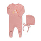 ME TIME APPLIQUE FOOTIE + HAT PINK