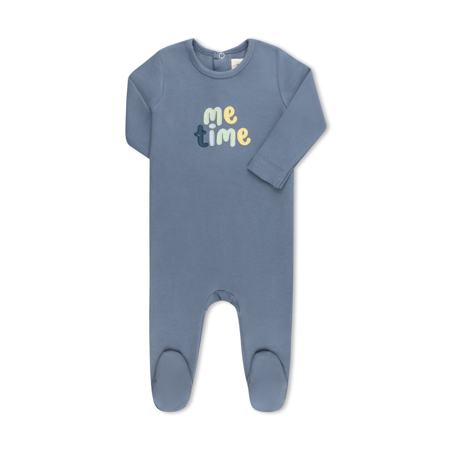 ME TIME APPLIQUE FOOTIE BLUE