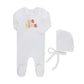 ME TIME APPLIQUE FOOTIE + HAT WHITE GIRL