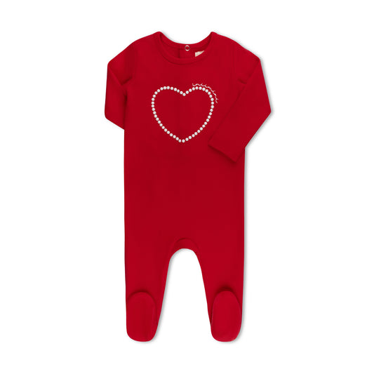 PEARL HEART FOOTIE RED