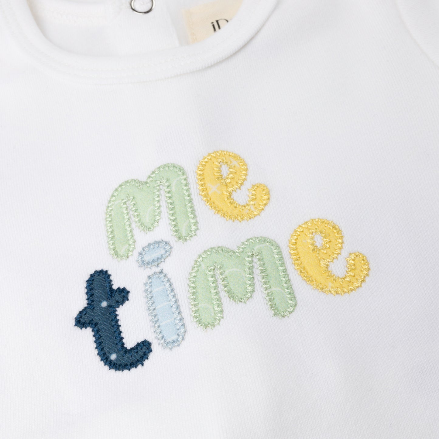 ME TIME APPLIQUE FOOTIE + HAT WHITE BOY