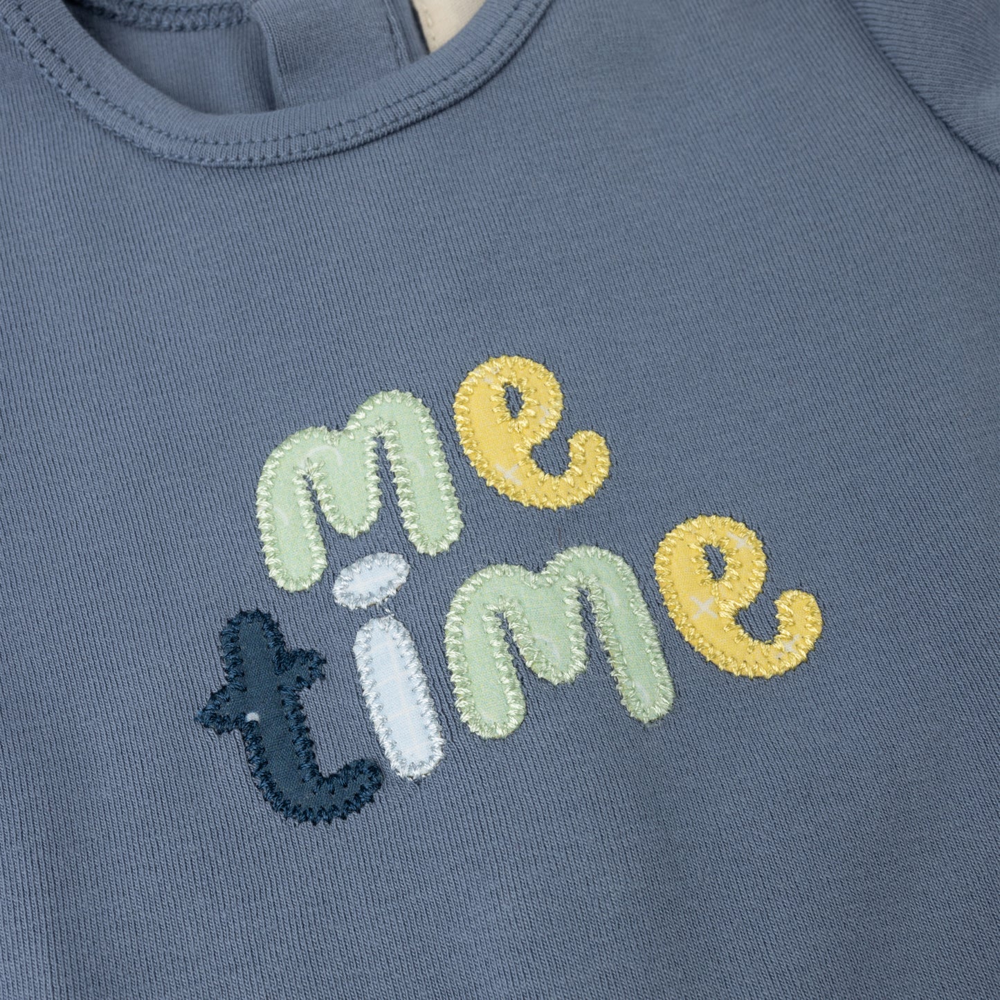 ME TIME APPLIQUE FOOTIE BLUE