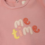 ME TIME APPLIQUE FOOTIE + HAT PINK