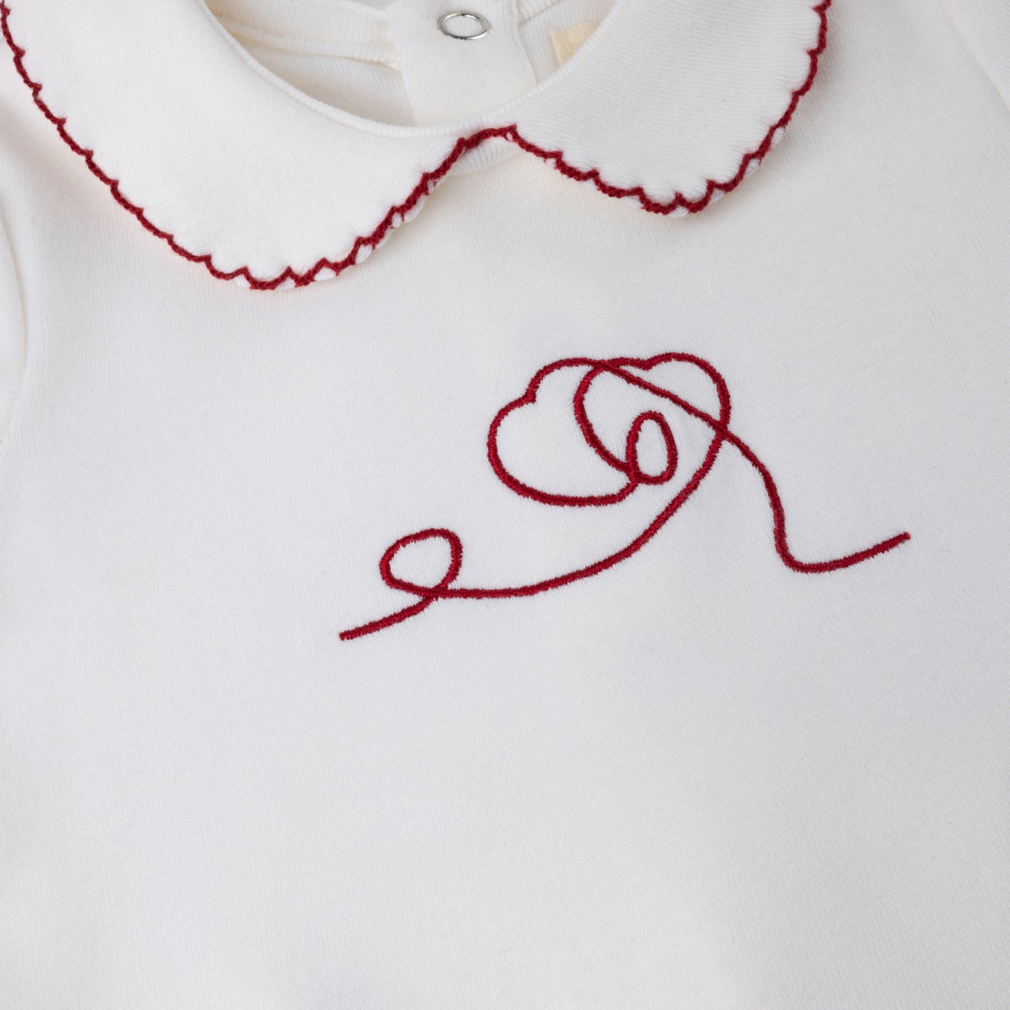 VINTAGE EMBROIDERED HEART FOOTIE SET