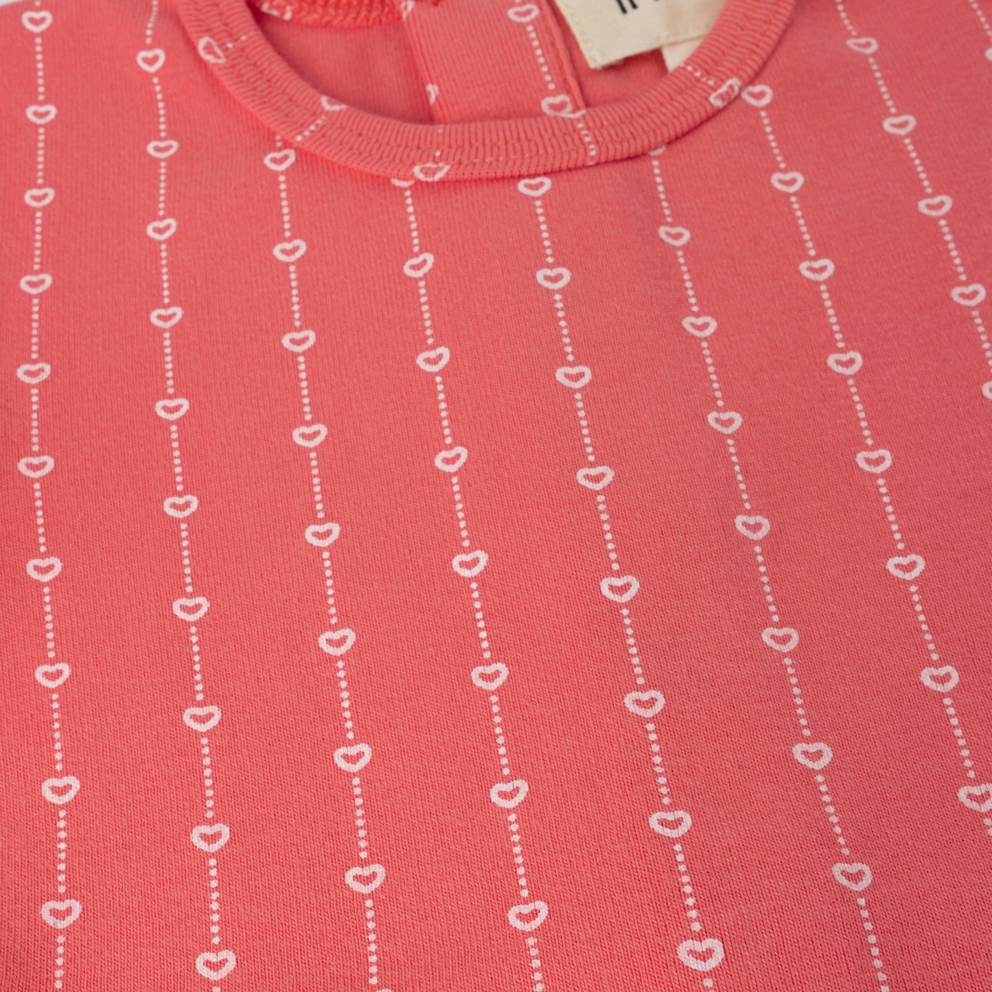 HEART STRIPED FOOTIE CORAL
