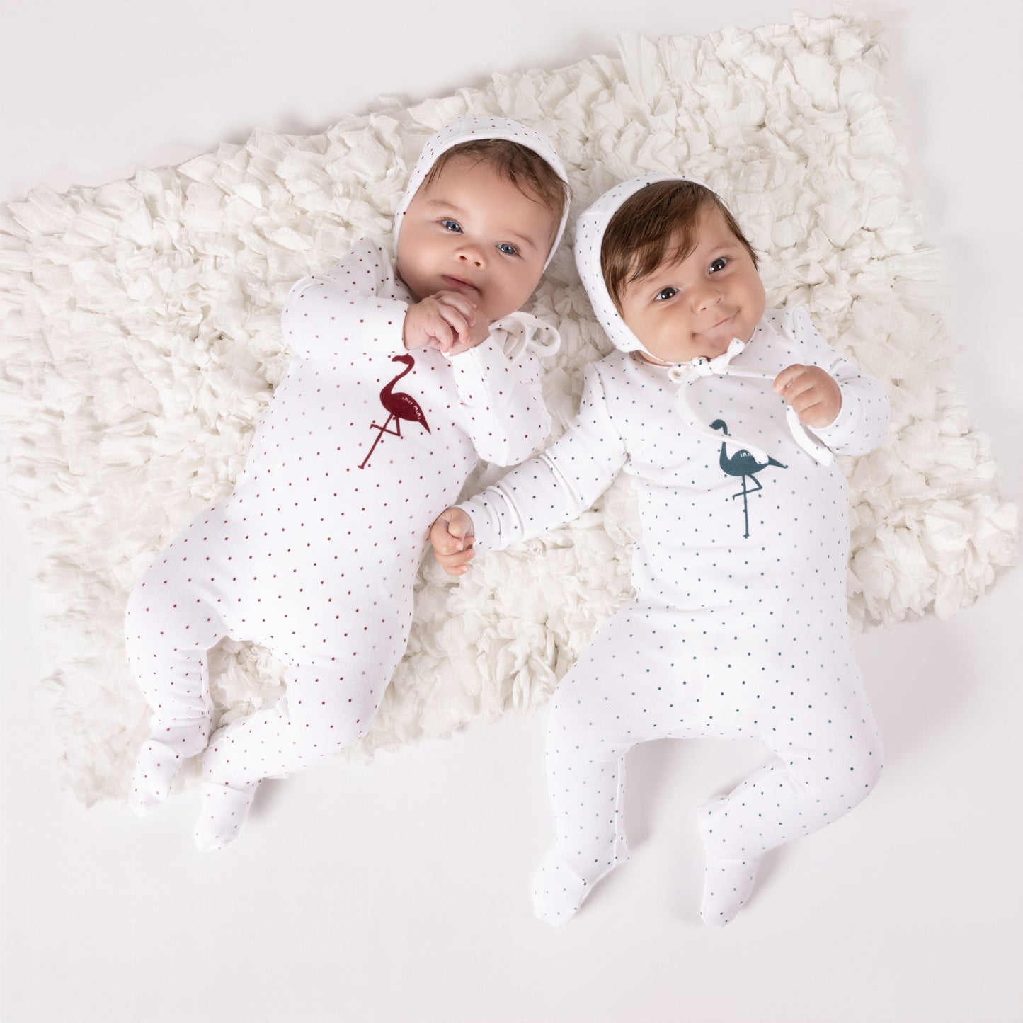 FLOCKING FLAMINGO FOOTIE + HAT TEAL