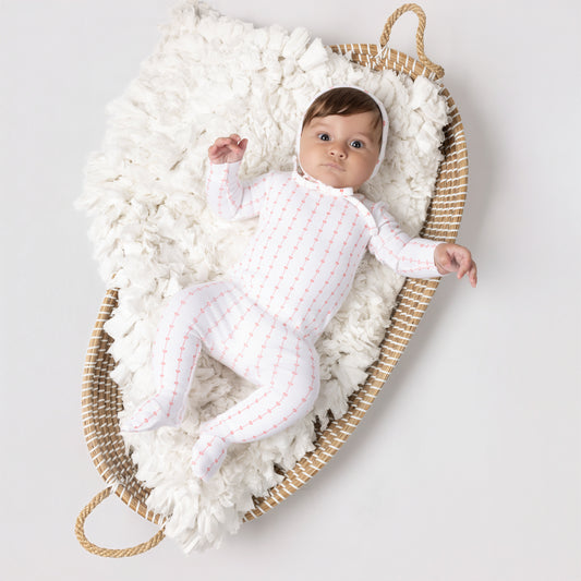 HEART STRIPED FOOTIE SET WHITE