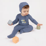 ME TIME APPLIQUE FOOTIE BLUE