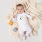 ME TIME APPLIQUE FOOTIE + HAT WHITE BOY
