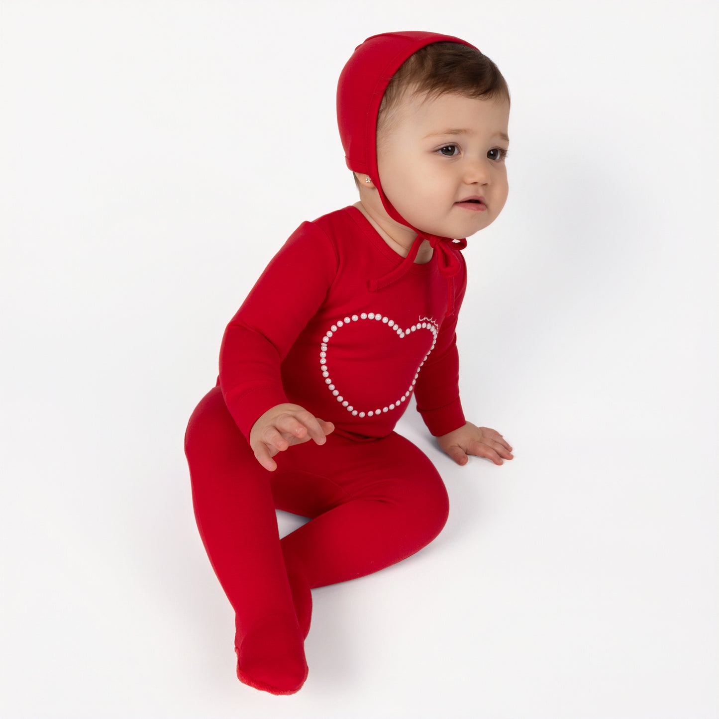 PEARL HEART FOOTIE RED