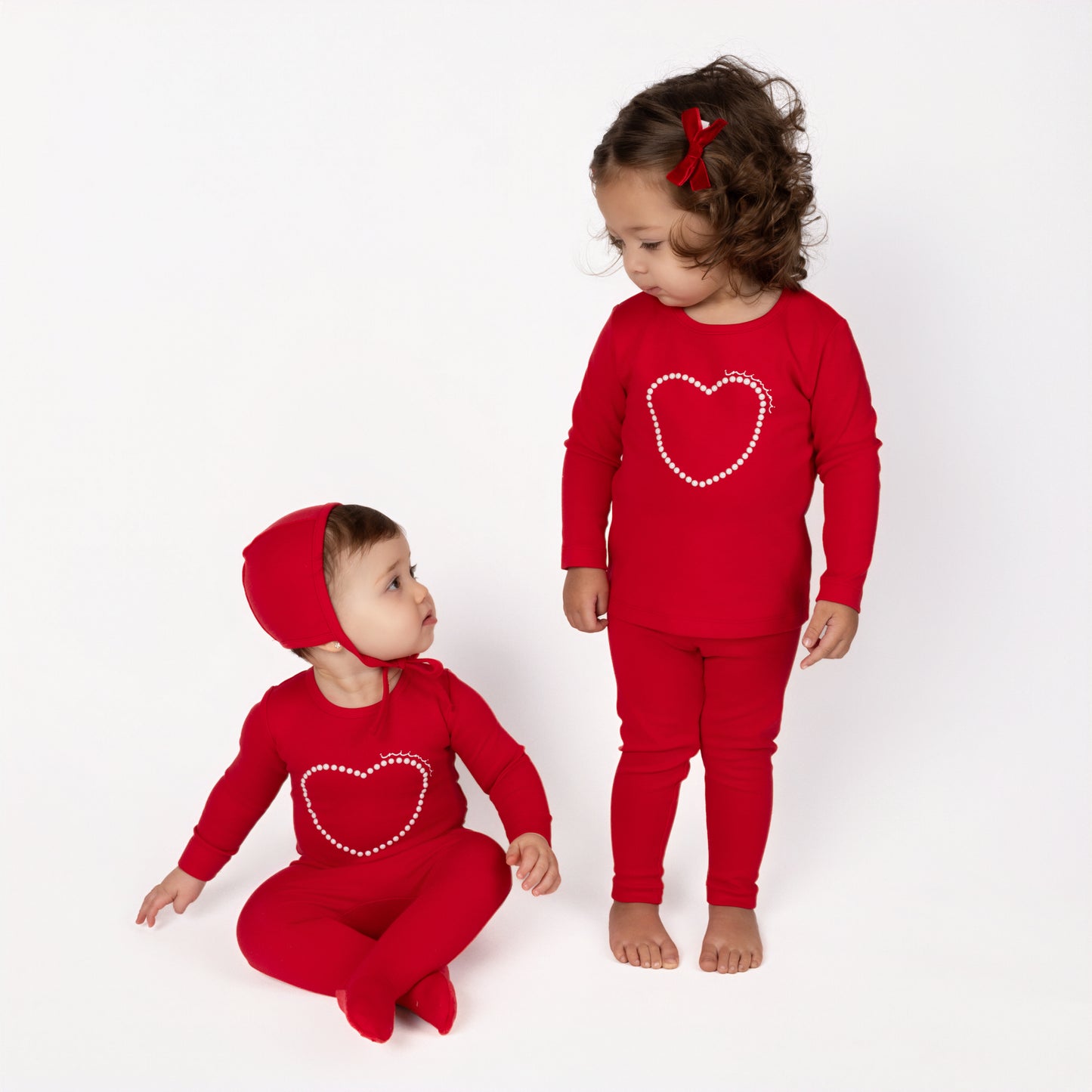 PEARL HEART LOUNGE SET RED