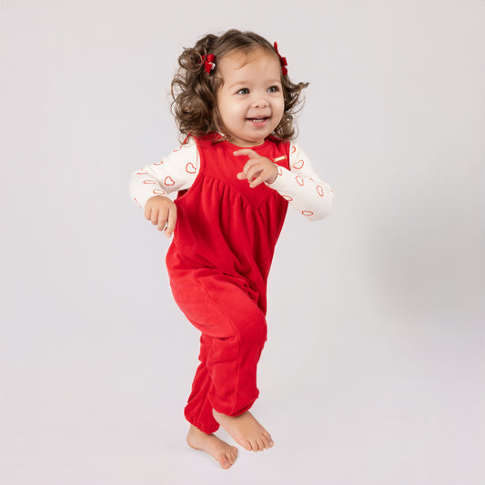 SO LOVED OVERALL SET RED