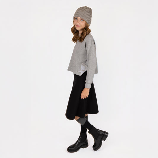 DOUBLE BOW BEAUTY CROP TOP GREY