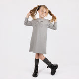 TUFTED BOW SWEAT DRESS GREY