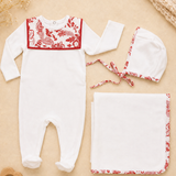 LIBERTY FLORAL BROCADE BABY GIRL FOOTIE SET