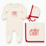 CAMERA CONTRAST FOOTIE SET BABY GIRL