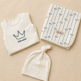 SIGNATURE CROWN FOOTIE SET BABY BOY