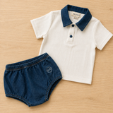 DENIM POINTELLE BLOOMER SET