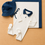 DENIM POINTELLE FOOTIE SET BABY BOY