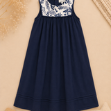 LIBERTY FLORAL BROCADE MAXI NAVY