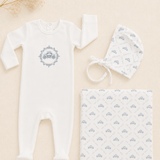 THE PRINCE CARRIAGE FOOTIE SET BABY BOY