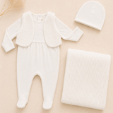 FAUX KNITTED RUMBA FOOTIE SET WHITE