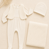 FAUX KNITTED RUMBA FOOTIE SET ECRU